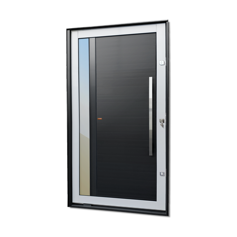 Porta Pivotante Alumínio Lambril Visione c/Pux.D.Elite Mix Preto 240x150 Brimak