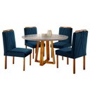 Ver imagem 2 de Conjunto Sala de Jantar Natalle 4 Lugares Mesa Redonda 1,0m e 4 Cadeiras Madeira Maciça Móveis Mundi