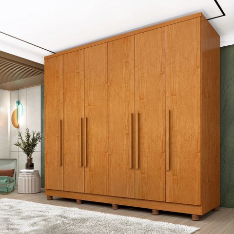 Guarda Roupa Casal com Pés 6 Portas 4 Gavetas 239cm Veneza Tcil Móveis