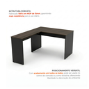 Ver imagem 4 de Escrivaninha em L Mesa de Escritório 150x120cm Studio Nogueira Lamina/Preto