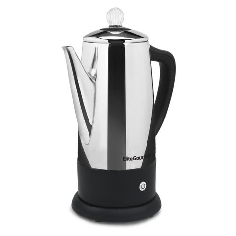 Elite Gourmet Ec812 Cafeteira Elétrica Percoladora 12 Xícaras - Inox com Knob de Plástico