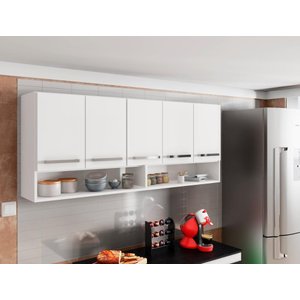 Armario Suspenso de Cozinha 5 Portas Branco Casa Moderna