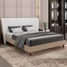 Cama Japonesa com Cabeceira Corea Casal Courino Bege / Bouclé Suave Off White - Sallar Home - 1