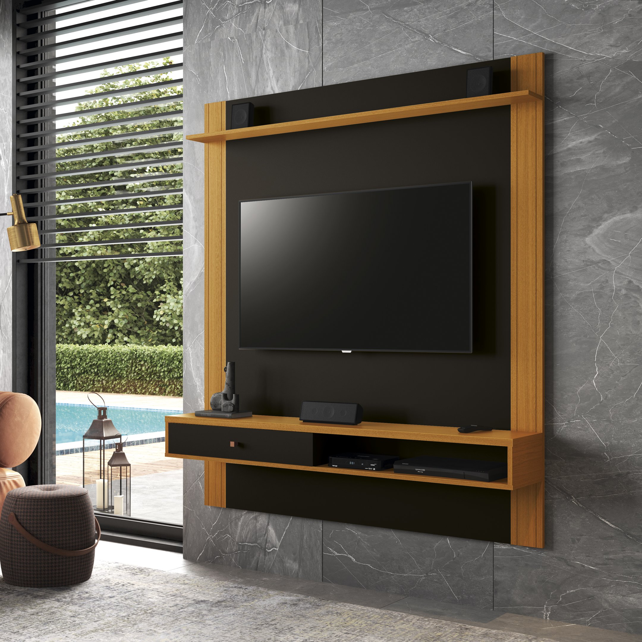Painel Home para Tv até 55 Polegadas 1 Gavetas e Prateleira Copenhaga ...