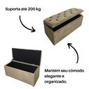 Ver imagem 3 de Bau Solteiro Capitonê Pé de Cama Decoração Guarda Objetivos - Bege