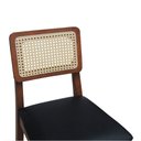 Ver imagem 7 de Kit 2 Banqueta Baixa/Cadeiras Gabi Encosto Telinha Natural Assento Estofado - Amêndoa Corano Preto