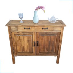 Balcão Buffet Cozinha Madeira Maciça Rustica 2 Portas Imbuia - 1