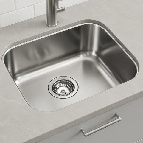 Cuba Pia Cozinha Embutir Aço Inox Tramontina Acetinado Quadrada Fosca 40x34 Decormobily Prateado