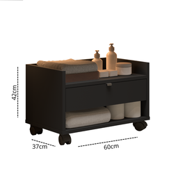 Armário Gabinete para Banheiro com Rodízios Prisma - Jm3:preto - 5
