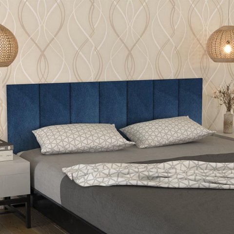 Cabeceira Modular Cama Casal Autocolante Adesiva 140cm - Azul