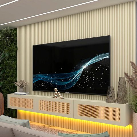 Estante para TV e Home Theater até 84 Polegadas com LED 100% MDF 218CMX250CM Supremo Native