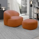 Ver imagem 1 de Conjunto Poltrona Base Giratória e Puff Decorativo Charlote Sala de Estar Bouclê Terracota G88 - Gra