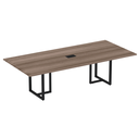 Ver imagem 1 de Mesa de Reunião com Caixa de Tomada Retangular 260 x 120 cm Pé Tubular PE25 em MDP Walnut Base Preto