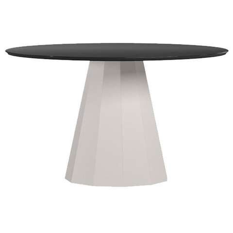 Mesa de Jantar 135x135 Cm Isis com Vidro Off White Preto – New Ceval