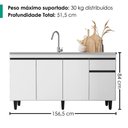 Ver imagem 3 de Balcao para Pia 4 Portas 1 Gaveta 156 cm Grecia Branco Rudk
