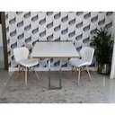Ver imagem 2 de Conjunto de Mesa Dobrável Retrátil 1,40 Branco/Noronha Inox + 2 Cadeiras Eiffel Slim - Branco