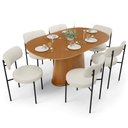 Ver imagem 1 de Mesa para Sala de Jantar Valência com 06 Cadeiras Sala de Jantar Louise L02 Linho Champagne - Lyam D