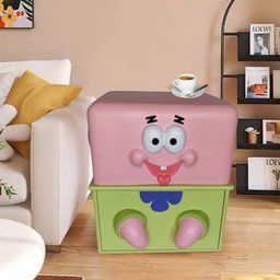 Mesa de Cabeceira Infantil Tema Bob Esponja Calça Quadrada - Rosa - 7