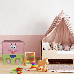 Mesa de Cabeceira Infantil Tema Bob Esponja Calça Quadrada - Rosa - 8