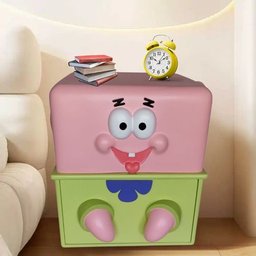 Mesa de Cabeceira Infantil Tema Bob Esponja Calça Quadrada - Rosa - 6