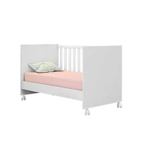 Quarto Completo Infantil Elisa MDF com Guarda Roupa 4 Portas, Cômoda 1 Porta e Berço 2 em 1 Branco - - 2