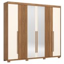 Ver imagem 1 de Guarda Roupa Casal 6 Portas Norton Nature/off White com Espelho - Móveis Henn