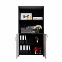 Ver imagem 3 de Armário Estante New City 2 Portas MDP 80cm Cinza Cristal e Preto Gebb Work