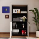 Ver imagem 7 de Armário Estante New City 2 Portas MDP 80cm Cinza Cristal e Preto Gebb Work