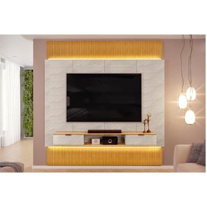 Painel Home para Tv até 85 Polegadas Hit 2290 100% Mdf Extensível com Led de 240 a 290cm Cedro-