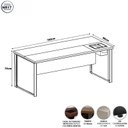 Ver imagem 3 de Mesa de Escritório Diretor com Caixa de Tomadas e Porta Objetos 180cm Corporate Cinza