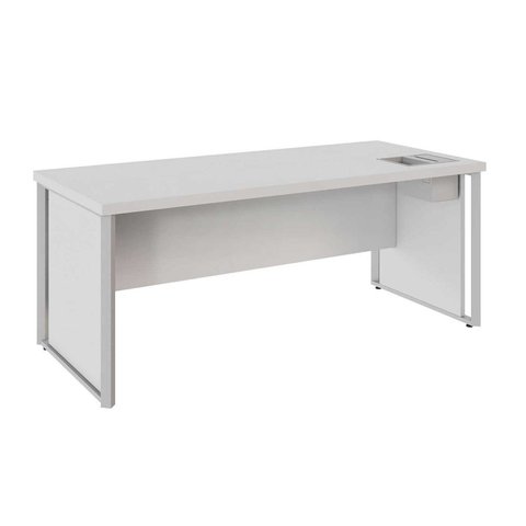 Mesa de Escritório Diretor com Caixa de Tomadas e Porta Objetos 180cm Corporate Cinza