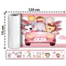 Kit 3 Faixas Decorativas Papel Parede Infantil Animais Carro Titulo Rosa - 6