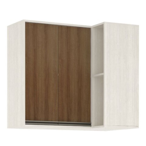 Armário Aéreo Canto Reto de Cozinha 95 Cm 2 Portas 4 Prateleiras Linea Luciane Móveis