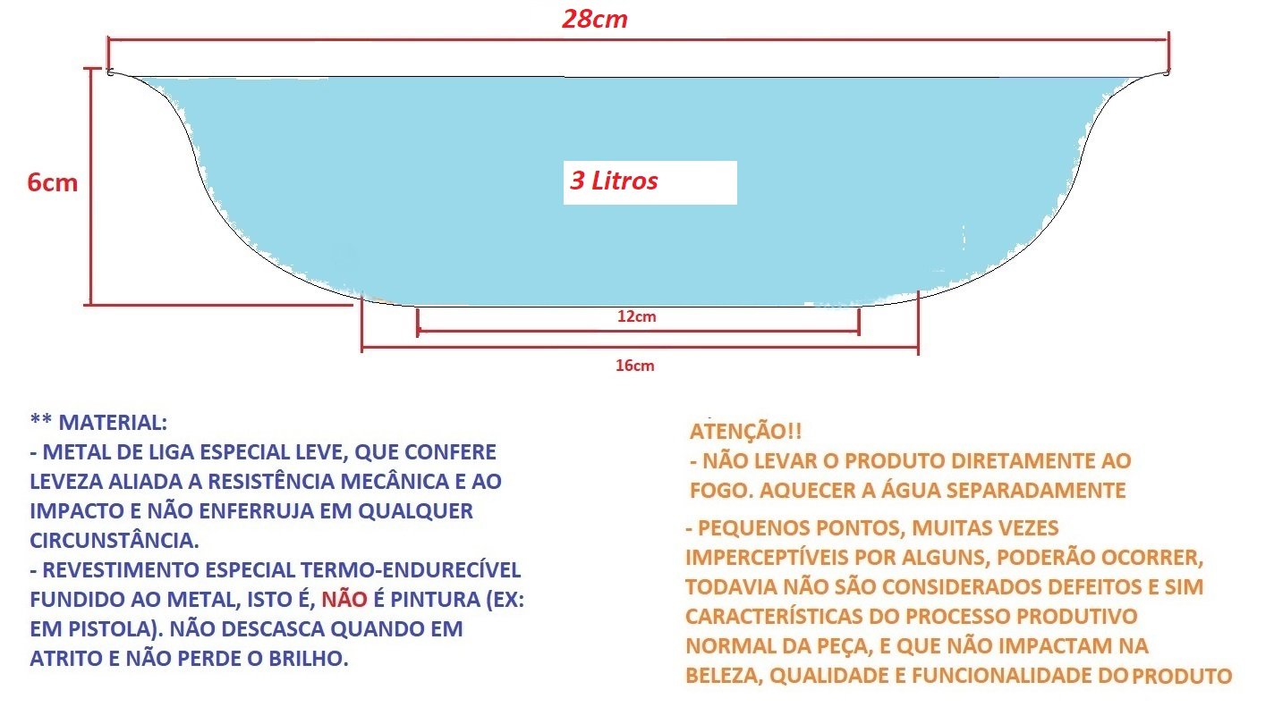 Bacia Nacional Metal Revestido de Branco Atóxica Manicure 3 Litros Jta N28 - 2