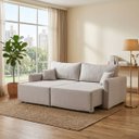 Ver imagem 1 de Sofa Cama 3 Lugares 2,00 m Pé de Madeira Los Angeles:Prata/Linho