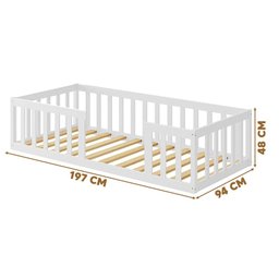 Cama Cercadinho de Chão Solteiro Branco Elvo Shop Jm - 4