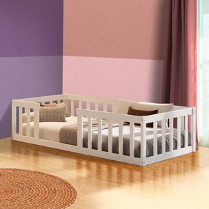 Cama Cercadinho de Chão Solteiro Branco Elvo Shop Jm