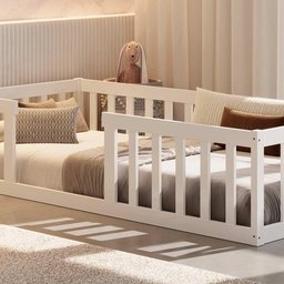 Cama Cercadinho de Chão Solteiro Branco Elvo Shop Jm - 3