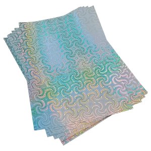 Vinil Adesivo Holográfico Espiral Brilhante A4 135g À Prova D'água Filme Adesivo Pvc com 10 Folhas M
