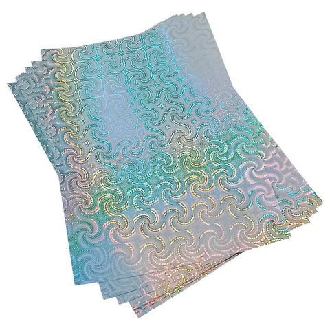 Vinil Adesivo Holográfico Espiral Brilhante A4 135g À Prova D'água Filme Adesivo Pvc com 10 Folhas M
