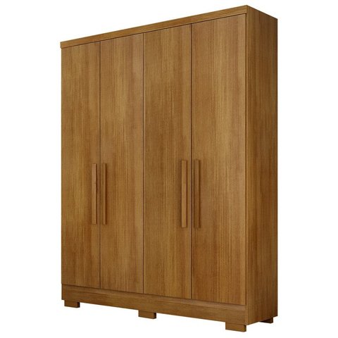 Guarda Roupa Solteiro com Pés 4 Portas 2 Gavetas - Milly-Cumaru - Móveis Novo Horizonte
