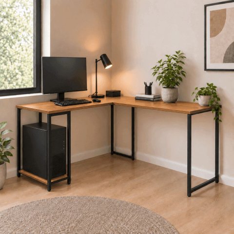 Mesa Escrivaninha em L Cairo para Home Office Moderna Estilo Diretor para Escritório e Estudo