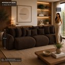 Ver imagem 6 de Sofá Retrátil 6 Lugares Veludo Armani 2,90 Mts Marrom