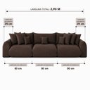 Ver imagem 4 de Sofá Retrátil 6 Lugares Veludo Armani 2,90 Mts Marrom