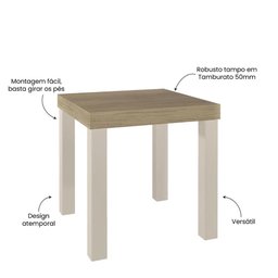 Mesa Lateral Apoio Quadrada 45cm com Pés Multimóveis Cr45303 Carvalho/off White - 3 Mesa Lateral Apoio Quadrada 45cm com Pés Multimóveis Cr45303 Carvalho/off White - 3