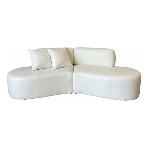 Sofá Virgínia 3m Estofado Corino Modena Branco