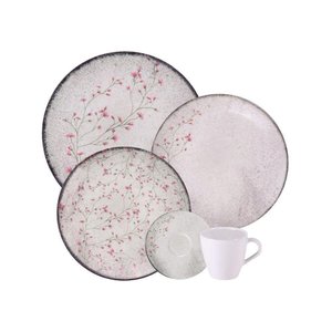 Aparelho de Jantar Tramontina Floralis em Porcelana Decorada 20 Peças Completo Tramontina