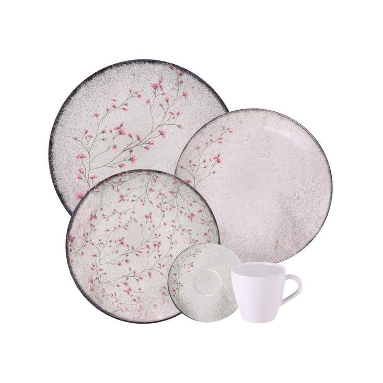Aparelho de Jantar Tramontina Floralis em Porcelana Decorada 20 Peças Completo Tramontina
