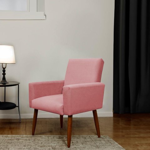 Poltrona Decorativa para Sala e Quarto Nina Suede Herrero Cor:verde