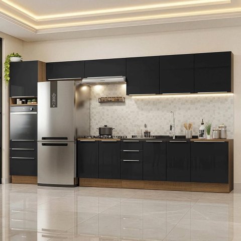 Armário de Cozinha Completa 400 cm Rustic/Pretolux Madesa 05